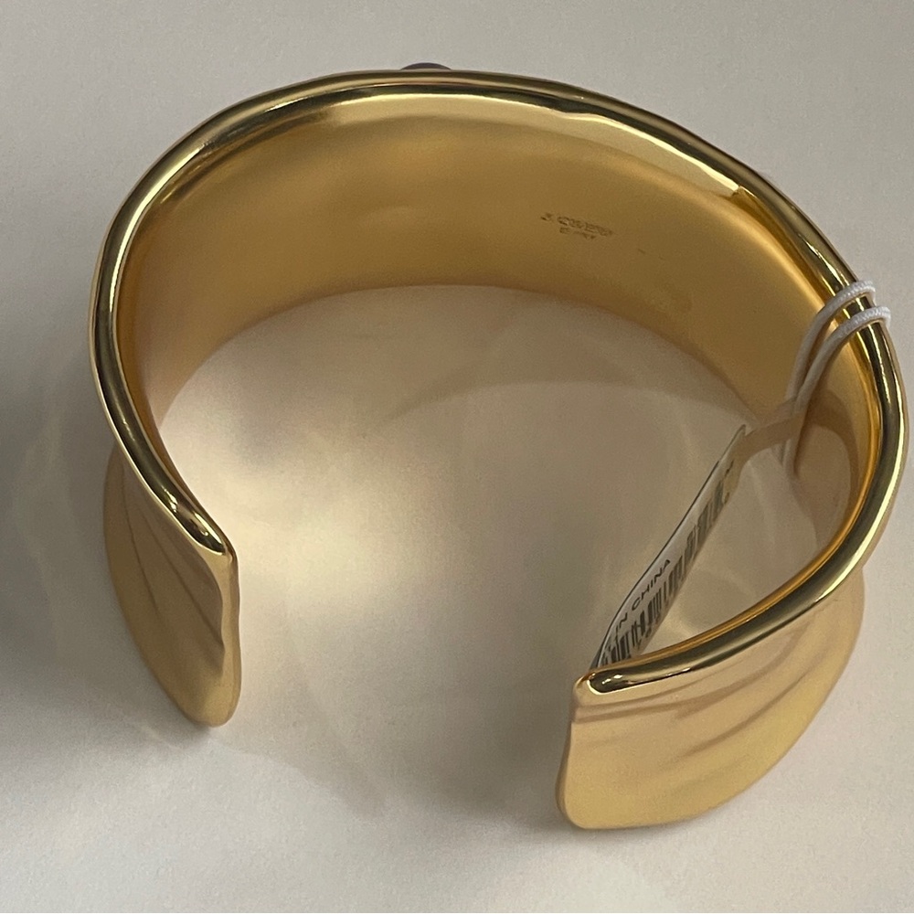 J.Crew Gold Tone Mixed Stone and Pearl Cuff Statement Bracelet S/M NWT - Picture 3 of 7